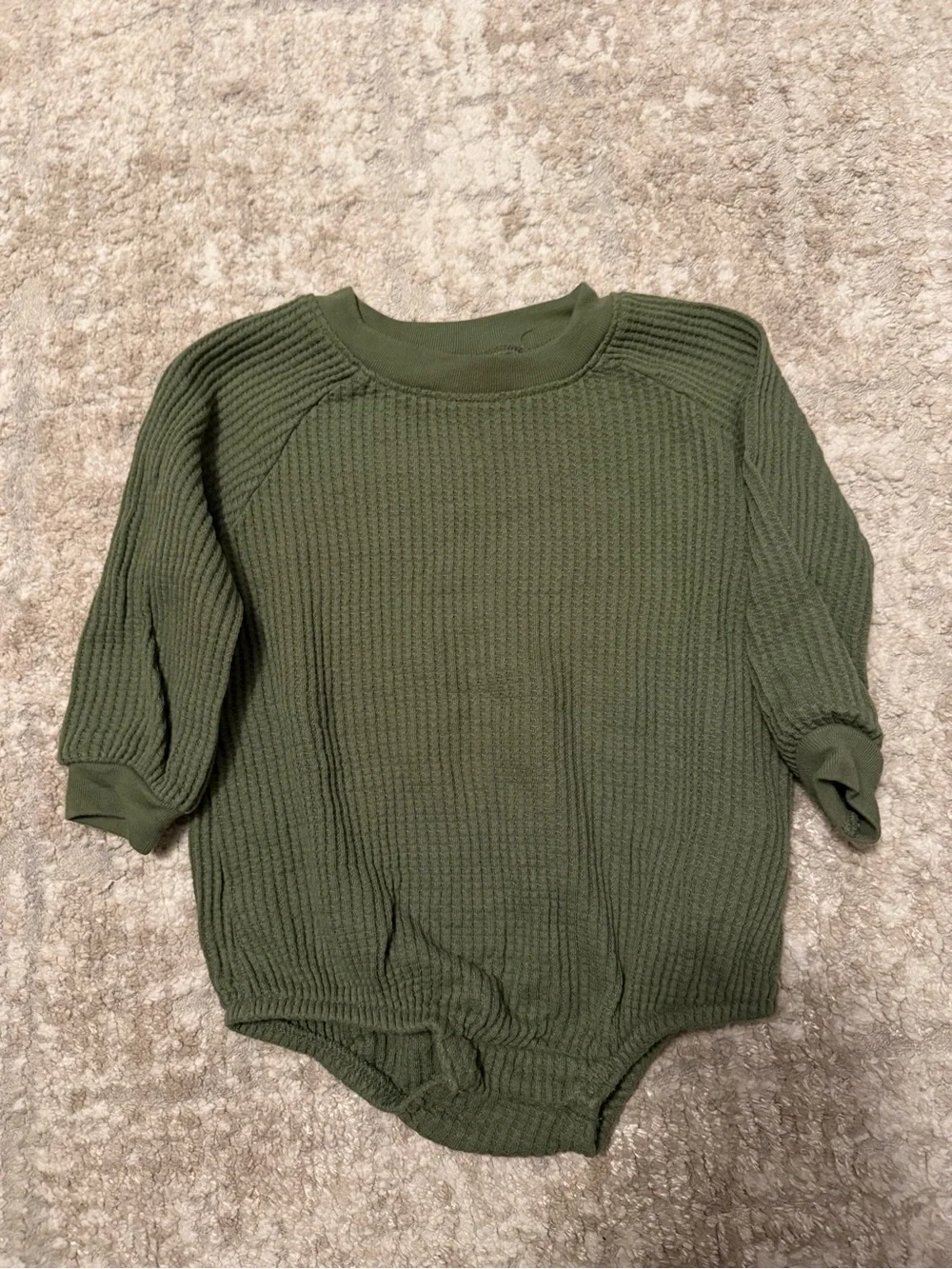Old Navy Olive Green Waffle Knit Baby One-Piece Bodysuit size 12/18M
